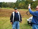 Assistant Ashtabula (OH) Emergency Coordinator Don Kocina, KD8OSZ (left), and Assistant District 10 Emergency Coordinator Tim Price, K8WFL, assemble an antenna in the field. [ Bob Woodworth, WD8PVB, photo]